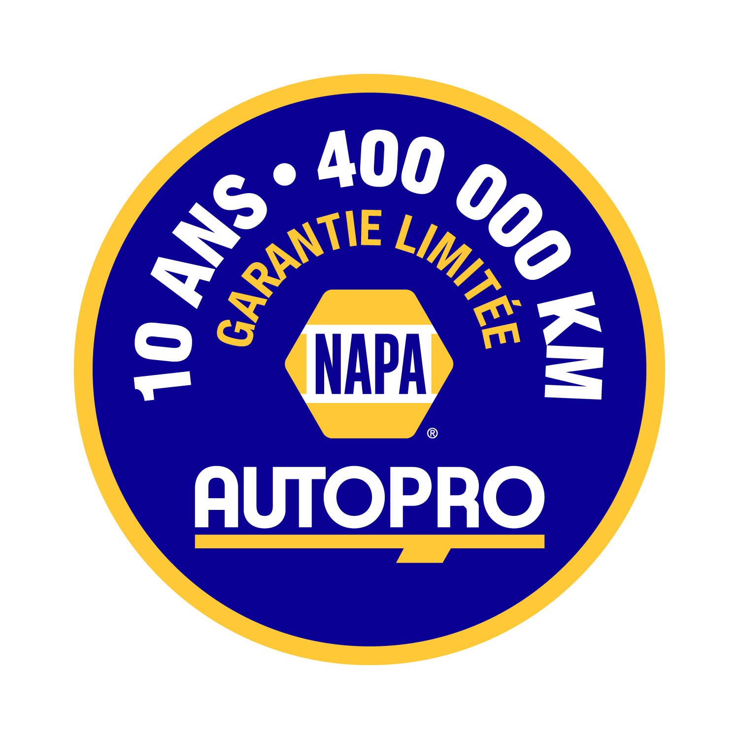 Garantie limitée NAPA AutoPro : 10 ans ou 400 000 km